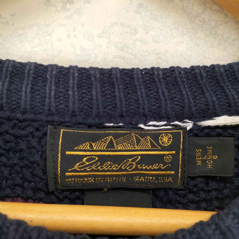 エディーバウアー Eddie Bauer 80S 黒タグ後期 ノルディック柄コットンニット MADE IN USA メンズ L
