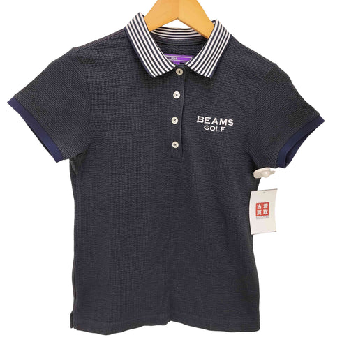 ビームス BEAMS GOLF 襟裏ロゴ シアサッカー ポロシャツ レディース JPN:S