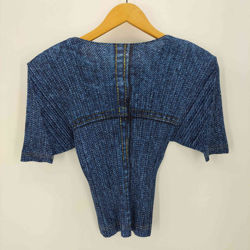 プリーツプリーズイッセイミヤケ PLEATS PLEASE ISSEY MIYAKE 99SS デニム転写プリント プリーツ S/S カットソー / スカート セットアップ レディース トップス3/スカート2