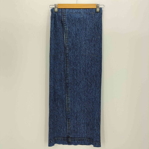 プリーツプリーズイッセイミヤケ PLEATS PLEASE ISSEY MIYAKE 99SS デニム転写プリント プリーツ S/S カットソー / スカート セットアップ レディース トップス3/スカート2