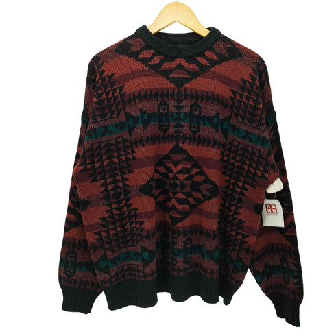 Impact 90S 総柄 マルチカラー ニットセーター メンズ import:XL