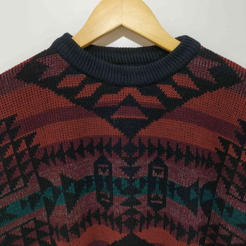 Impact 90S 総柄 マルチカラー ニットセーター メンズ import:XL