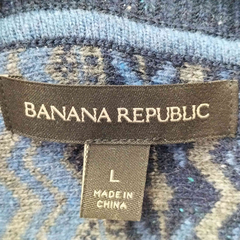 バナナリパブリック BANANA REPUBLIC デザイン柄 クルーネックニット メンズ L