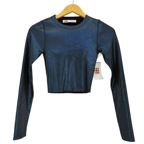 ザラ ZARA クロップド メタリックトップス レディース import:XS