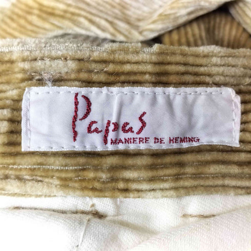 パパス papas 2タック 太畝 コーデュロイパンツ メンズ