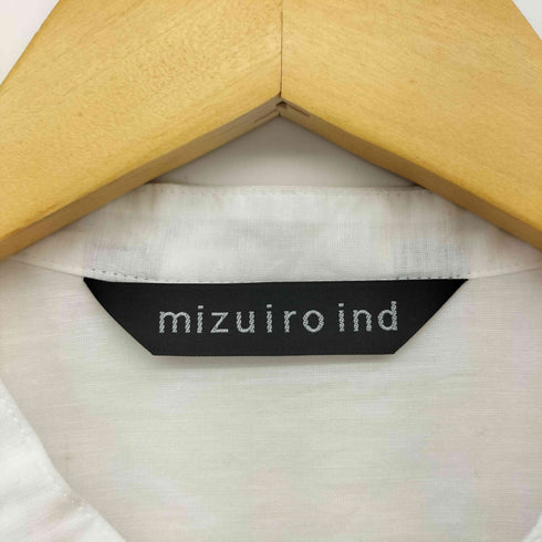 ミズイロインド mizuiro ind コットンリネン スタンドカラーワイドシャツ レディース