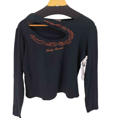 ハーレーダビッドソン HARLEY-DAVIDSON フレイムプリント変形L/Sカットソー レディース JPN:XL