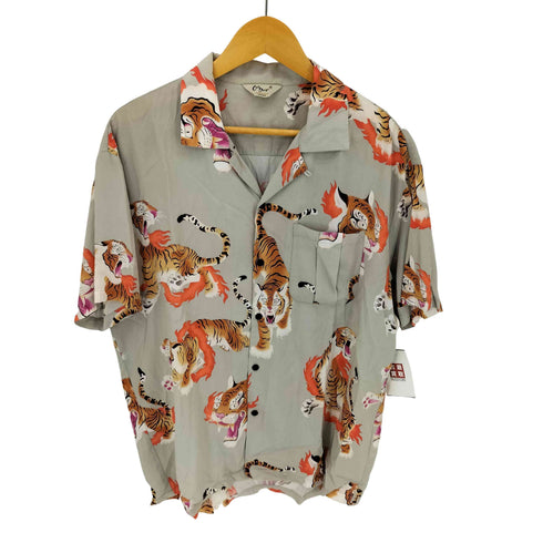 chic design 虎 レーヨンオープンカラーシャツ メンズ import:M