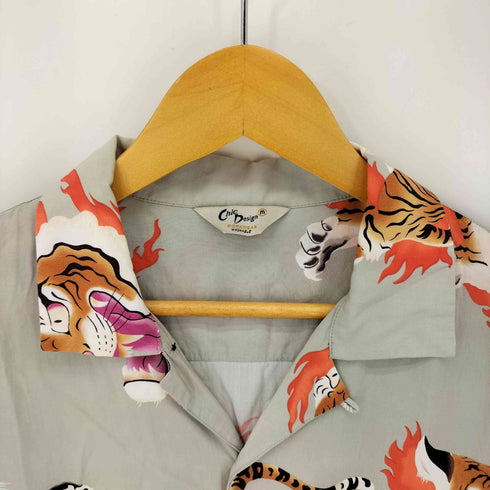 chic design 虎 レーヨンオープンカラーシャツ メンズ import:M