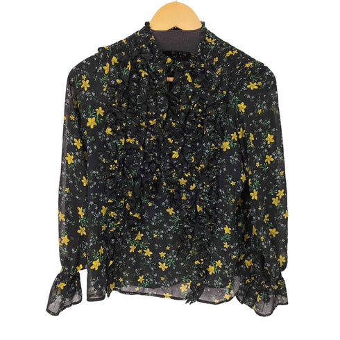 ザラ ZARA フリルデザイン花柄L/Sブラウス レディース import:M