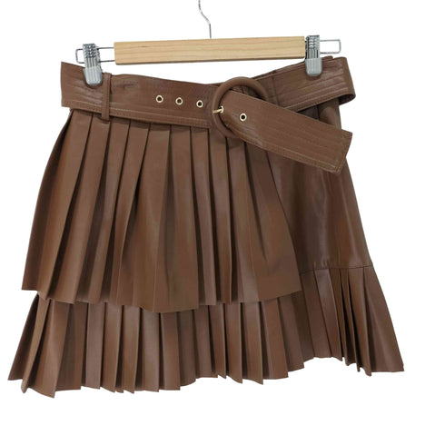 ザラ ZARA レイヤードデザインフェイクレザープリーツミニスカート レディース JPN:M