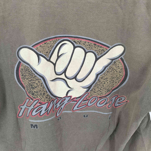 90S USA製 SOF TEE ボディ HANG LOOSE HAWAII プリント S/S Tシャツ シングルステッチ メンズ import:XL