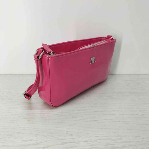 クレージュ courreges エナメルレザーハンドバッグ ショッキングピンク レディース