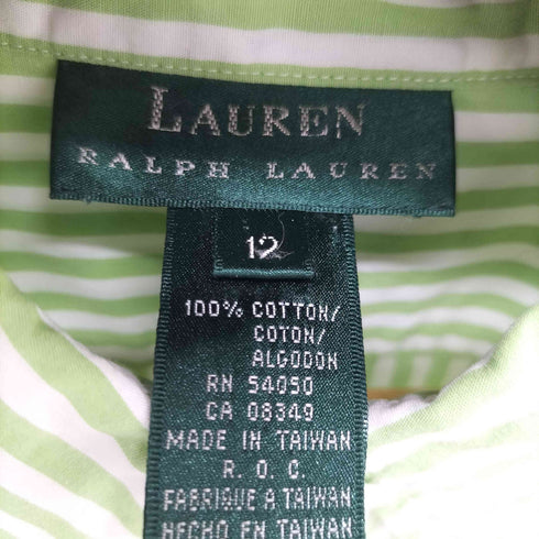 ローレンラルフローレン LAUREN RALPH LAUREN L/S フロントロゴ刺繍ストライプ柄シャツ レディース US:12