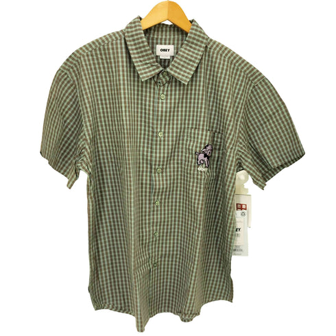 オベイ OBEY FRANK WOVEN ビッグサイズ S/S レギュラーカラー チェック シャツ メンズ import:L