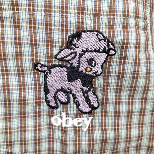 オベイ OBEY FRANK WOVEN ビッグサイズ S/S レギュラーカラー チェック シャツ メンズ import:L