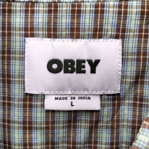 オベイ OBEY FRANK WOVEN ビッグサイズ S/S レギュラーカラー チェック シャツ メンズ import:L