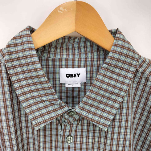 オベイ OBEY FRANK WOVEN ビッグサイズ S/S レギュラーカラー チェック シャツ メンズ import:L