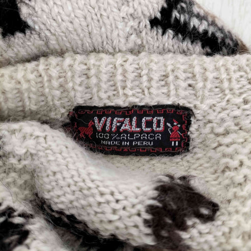 VIFALCO ペルー製 総柄 アルパカ ニット カーディガン レディース