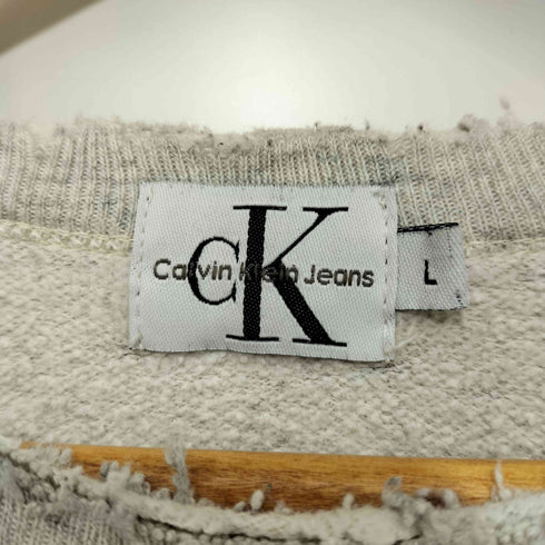 カルバンクラインジーンズ Calvin Klein Jeans ロゴプリント Vガゼット クルーネック スウェット カットオフ メンズ import:L