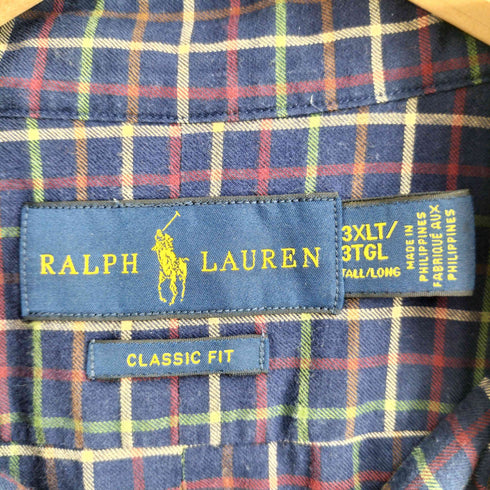 ラルフローレン RALPH LAUREN CLASSIC FIT ポニー刺繍 チェック柄 長袖 シャツ メンズ 3TGL
