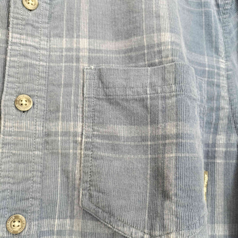 エディーバウアー Eddie Bauer 細畝 ボタンダウン 長袖 チェック柄 コーデュロイシャツ メンズ JPN:XS