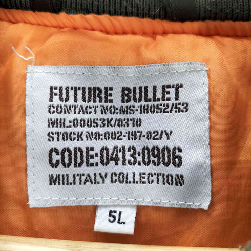 フューチャーバレット FUTURE BULLET ワッペン刺繍 MA1 フライトジャケット メンズ 5L