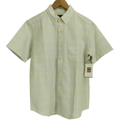 エディーバウアー Eddie Bauer シアサッカー マルチボーダー ボタンダウン 半袖シャツ メンズ JPN:XS