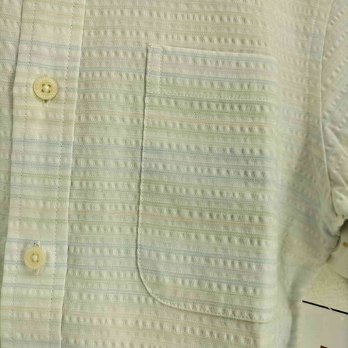 エディーバウアー Eddie Bauer シアサッカー マルチボーダー ボタンダウン 半袖シャツ メンズ JPN:XS