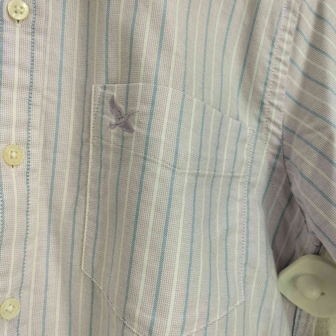 エディーバウアー Eddie Bauer ワンポイント刺繍 コットン ストライプ ボタンダウン 半袖シャツ メンズ JPN:XS