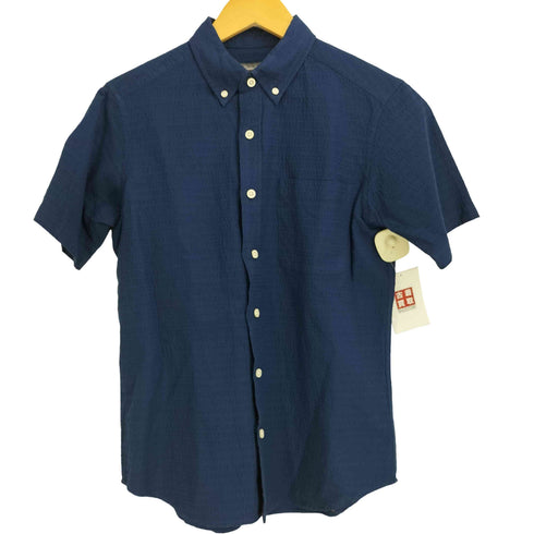 エディーバウアー Eddie Bauer シアサッカー ボーダー ボタンダウン 半袖シャツ メンズ JPN:XS