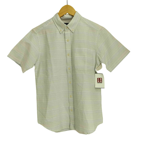 エディーバウアー Eddie Bauer シアサッカー マルチボーダー ボタンダウン 半袖シャツ メンズ JPN:XS