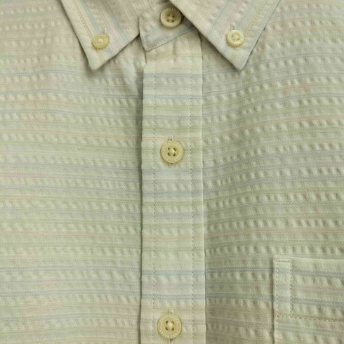 エディーバウアー Eddie Bauer シアサッカー マルチボーダー ボタンダウン 半袖シャツ メンズ JPN:XS
