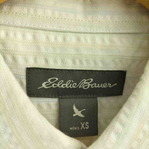 エディーバウアー Eddie Bauer シアサッカー マルチボーダー ボタンダウン 半袖シャツ メンズ JPN:XS