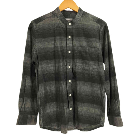 エディーバウアー Eddie Bauer スタンドカラー 細畝 ボタンダウン 長袖 ボーダー コーデュロイシャツ メンズ JPN:XS