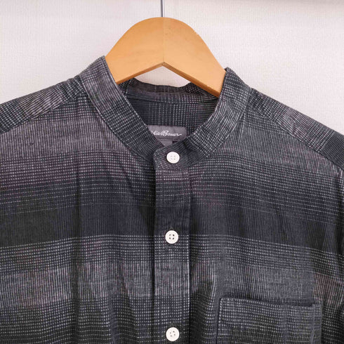 エディーバウアー Eddie Bauer スタンドカラー 細畝 ボタンダウン 長袖 ボーダー コーデュロイシャツ メンズ JPN:XS