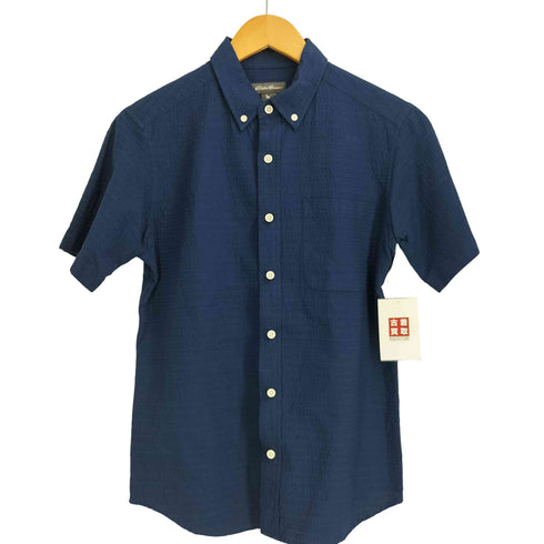 エディーバウアー Eddie Bauer シアサッカー ボーダー ボタンダウン 半袖シャツ メンズ JPN:XS