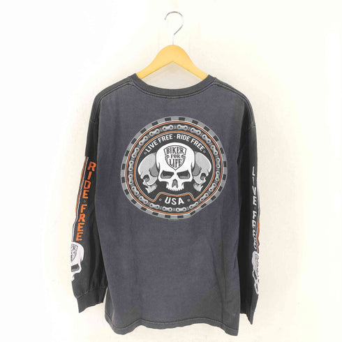 HOT LEATHERS LIVE FREE バイカープリントTシャツ メンズ import:L