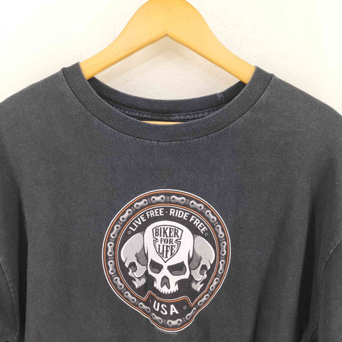 HOT LEATHERS LIVE FREE バイカープリントTシャツ メンズ import:L