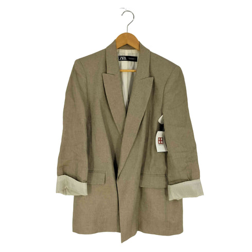 ザラ ZARA ボタンレス リネン テーラードジャケット レディース import:M