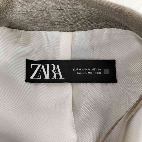 ザラ ZARA ボタンレス リネン テーラードジャケット レディース import:M