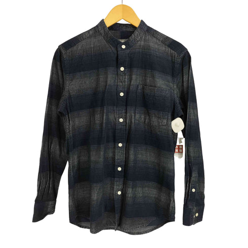 エディーバウアー Eddie Bauer スタンドカラー 細畝 ボタンダウン 長袖 ボーダー コーデュロイシャツ メンズ JPN:XS