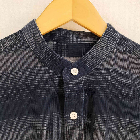 エディーバウアー Eddie Bauer スタンドカラー 細畝 ボタンダウン 長袖 ボーダー コーデュロイシャツ メンズ JPN:XS