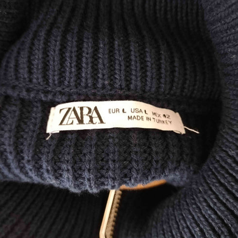 ザラ ZARA ハーフジップ コットン ハイネック ニット メンズ import:L