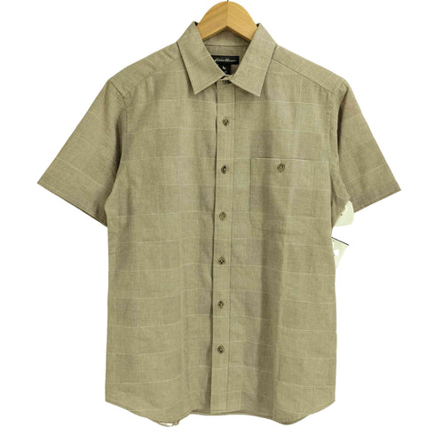 エディーバウアー Eddie Bauer リネン混 チェック 半袖シャツ メンズ JPN:XS