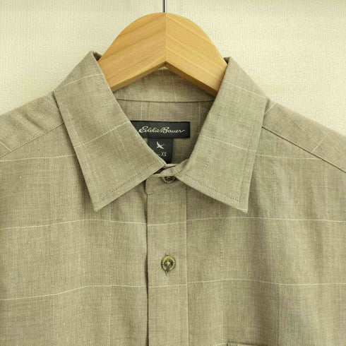 エディーバウアー Eddie Bauer リネン混 チェック 半袖シャツ メンズ JPN:XS