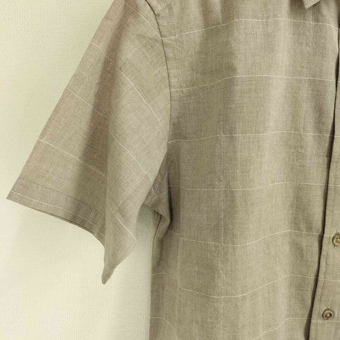 エディーバウアー Eddie Bauer リネン混 チェック 半袖シャツ メンズ JPN:XS