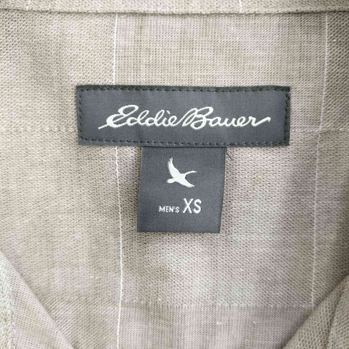 エディーバウアー Eddie Bauer リネン混 チェック 半袖シャツ メンズ JPN:XS