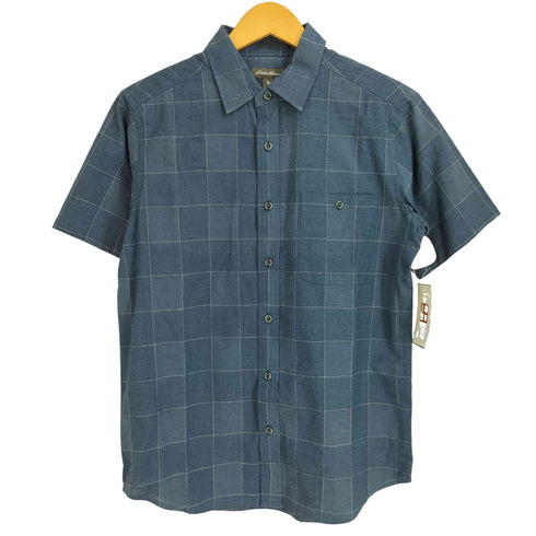 エディーバウアー Eddie Bauer リネン混 チェック 半袖シャツ メンズ JPN:XS