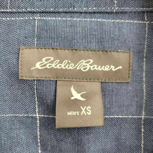エディーバウアー Eddie Bauer リネン混 チェック 半袖シャツ メンズ JPN:XS